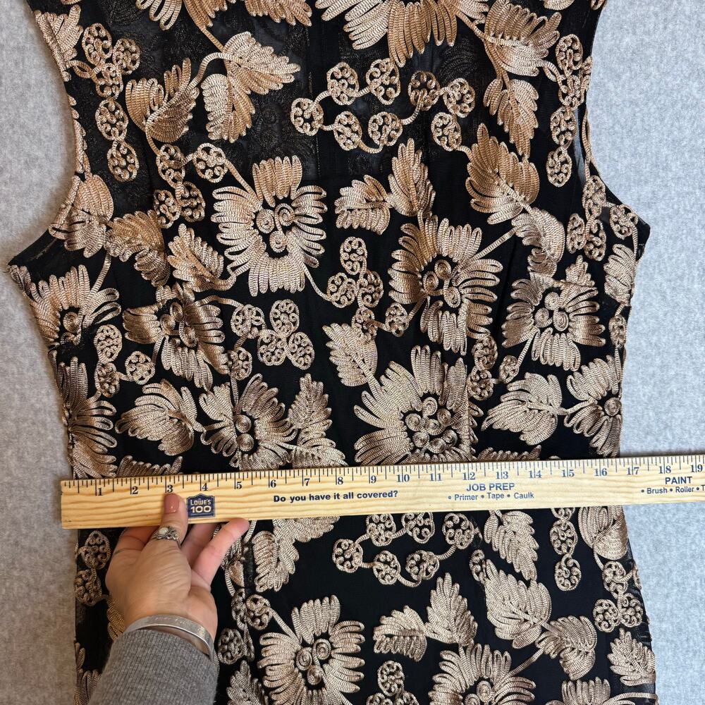 Alex Evenings Black and Gold Lace Maxi Dress - Picture 9 of 15